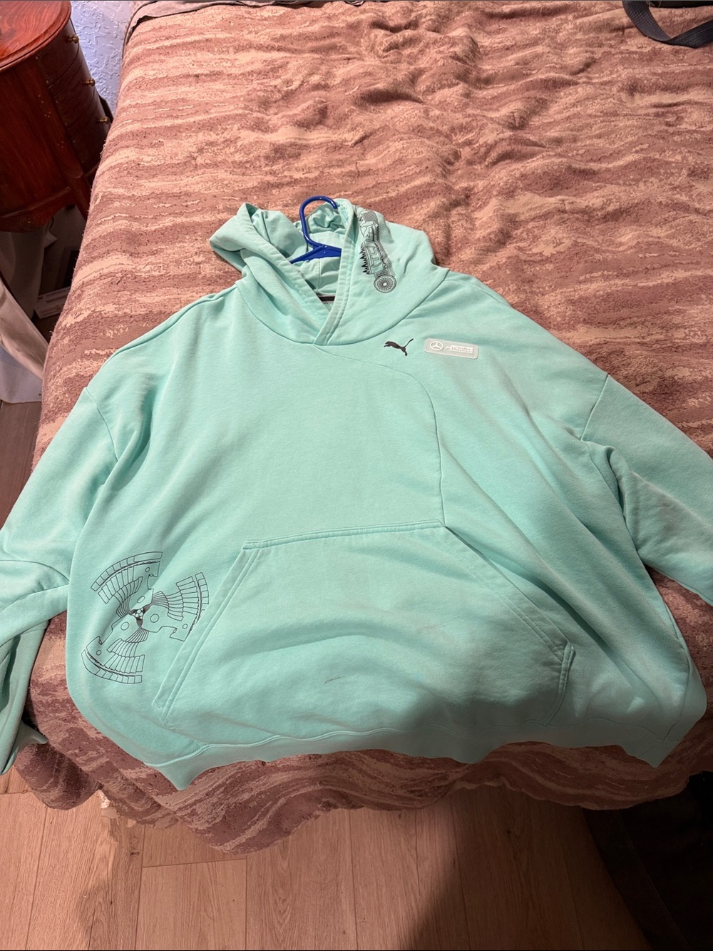 Puma Mint Green Petronas AMG Hooded Pullover Sweatshirt
